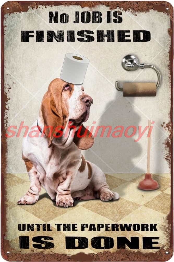 Farming Jobs - Basset Hound Hund Badezimmer Blechschild Rollenpapier